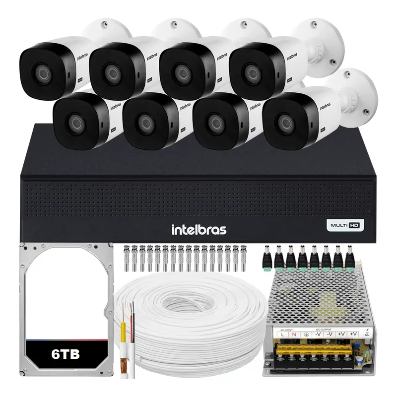 Kit Cftv 8 Cameras Segurança Full Hd Vhl 1220 Dvr Intelbras 3008 6tb