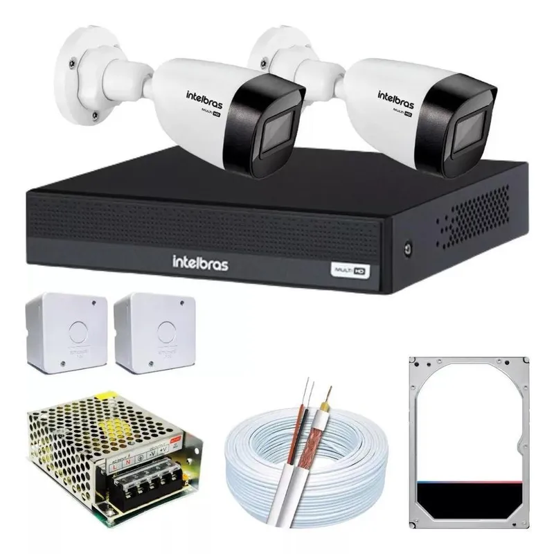 Kit 2 Cameras Intelbras 1120b Full Color Dvr 4ch Hd 500 Gb