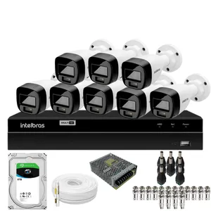 Kit 8 Câmeras Intelbras Bullet 1220b Full Color Dvr Intelbras 1216-c Mhdx Com Acesso Remoto Hd 6tb