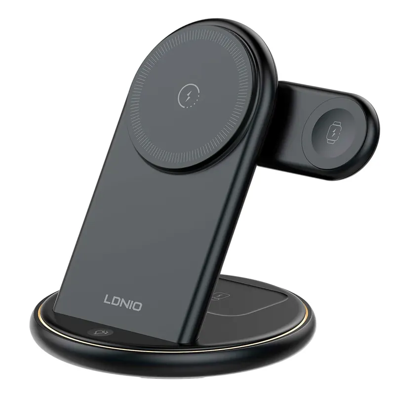 Carregador Sem Fio 5 Em 1 Ldnio WL02 Inducao QI 15W Preto