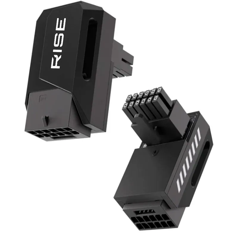 Adaptador para Cabo de Fonte PCIE 5.0 12VHPWR 90 Graus Reverse Rise Mode, Preto - RM-ADPCIE-90-FB-RV