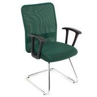 Poltrona Diretor Design Office Móveis, Linha Tela Mesh, Base Fixa Cromada, Verde