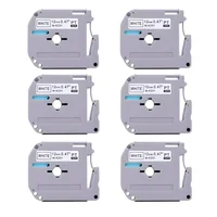 6x Fita Adesiva Brother Compatível Mk231 Cm Preta Branca 12 Mm 0,47 Pt-45m-231 Mk-231 M-k231s
