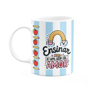 Caneca Floral Professor - Ensinar É Um Ato De Amor