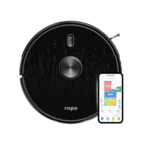 Robo Aspirador Ropo Smart Laser Navegação A Laser, App, Google Asistent, Alexa, Varre Aspira E Passa Pano, Preto, Bivolt