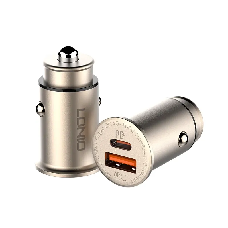 Carregador Veicular Usb A/c Ldnio Pd Qc4.0 Dourado