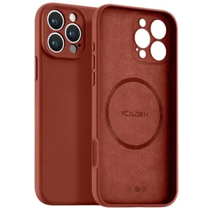 Capa Capinha Protetora de Silicone com Interior em Microfibra Compatível com Magsafe para o iPhone 16 Pro - Cor: Marrom