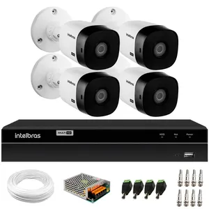 Kit 4 Câmeras Segurança Vhl 1120 B Hd 720p 20m Ip66 Dvr Gravador Intelbras Mhdx 1204 4 Canais