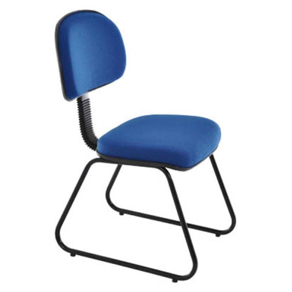 Cadeira Secretária Design Office Móveis Com Base Fixa Trapézio Linha Robust Azul