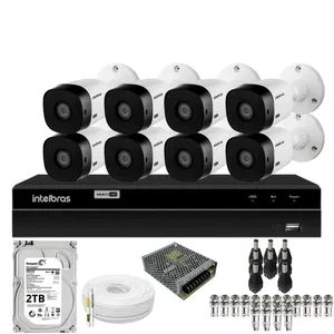 Kit 8 Câmeras Intelbras Bullet 1220b Full Hd Dvr Intelbras 1216-c Mhdx Com Acesso Remoto Hd 2TB