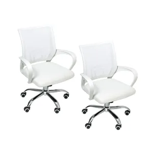 Kit 2 Cadeiras De Escritório Oficial Webshop Begonia, Suporta 120Kg, Mesh Ergonômico, Branco