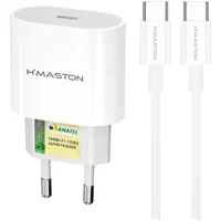 Carregador Turbo 30w H'maston Cb23 Usb-c Iphone 15/16 Branco