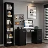 Escrivaninha Madesa Alaska + Estante Livreiro 6907,Preto