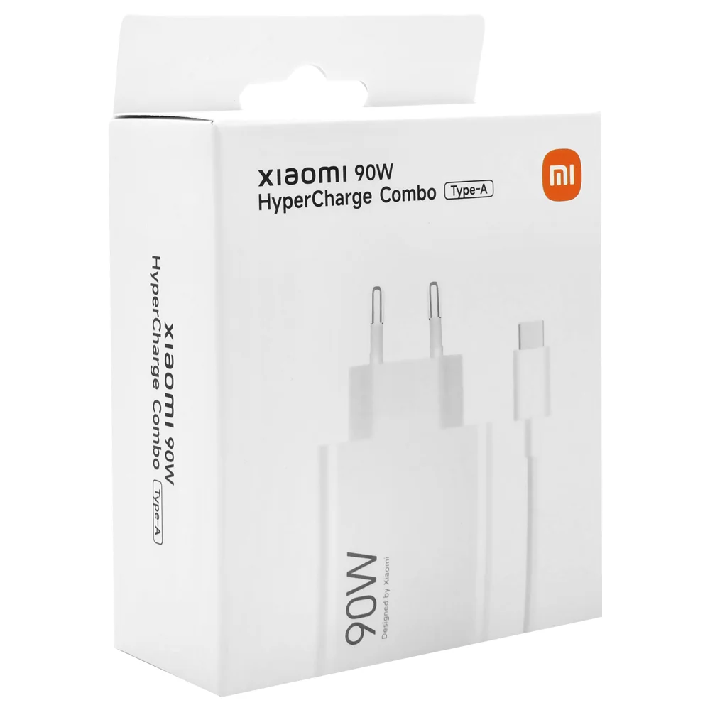 Carregador Tomada Xiaomi Mdy-15-ek Usb 90w Hypercharge - Branco + Cabo Usb / Usb-c