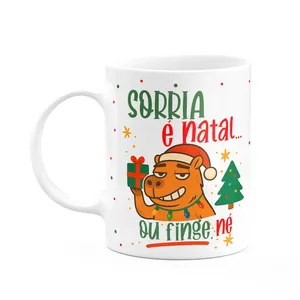 Caneca Natal E Capivaras - Sorria, É Natal... Ou Finge Né