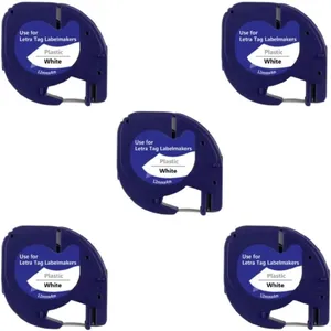Kit 5 Fitas Plásticas Para Dymo Letratag 91201