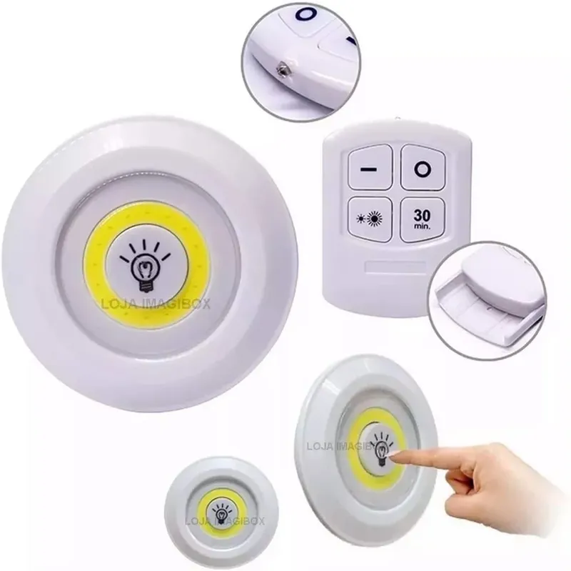 Luminária Lâmpada LED Spot Sem Fio Portátil Controle Remoto