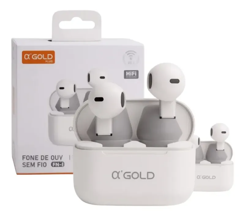 Fone Bluetooth Fn-b09 Gold Pro Fone De Ouvido Sem Fio Cor Branco Luz Branco