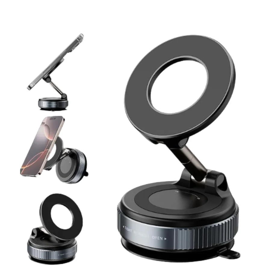 Suporte Celular Magnético Carro Veicular Celular 360° Ventosa Sucção E Base Vácuo