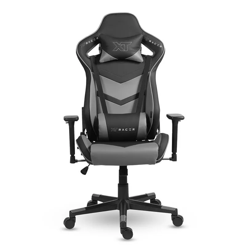 Cadeira Gamer XT Racer Taycan Escritório Ergonômica Reclinável Couro Sintético - Preto e Cinza