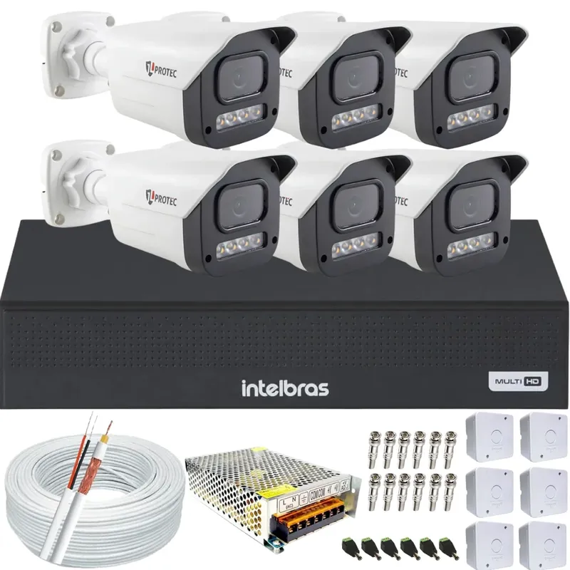 Kit 6 Câmeras Full Color C/áudio Dvr Intelbras 8 Canais S/hd