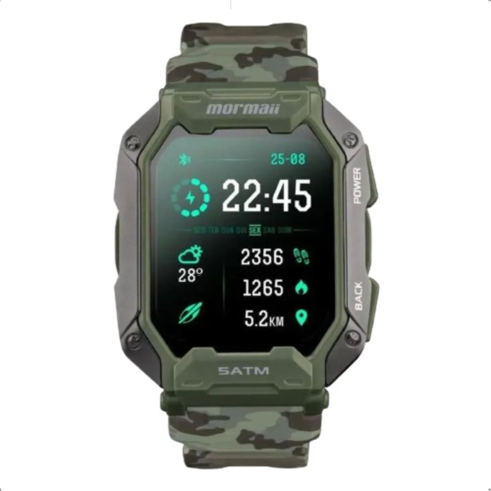 Relógio Smartwatch Mormaii Force Masculino Resistente 5atm Cor:verde