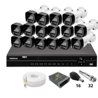 Kit 16 Câmeras Intelbras 1220b Full Color Dvr Intelbras Mhdx 1232 Sem Hd