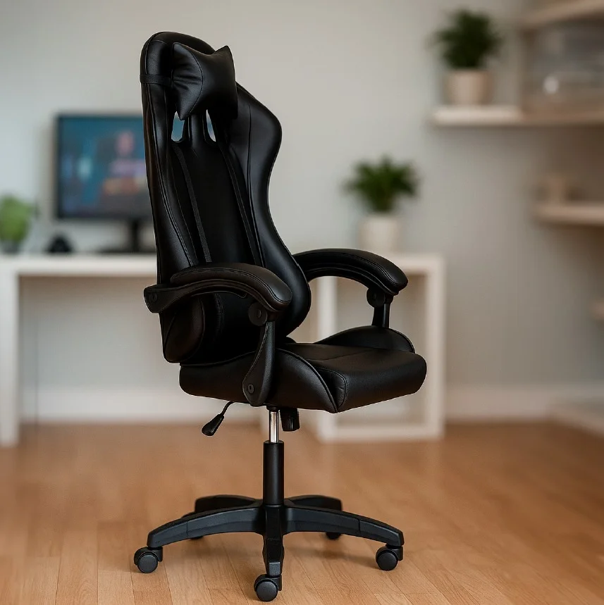 Cadeira Gamer Ergonômica C7 Neo Comfort Reclinável com Apoio Lombar, Base Giratória e Ajuste de Altura - Azul e Preto