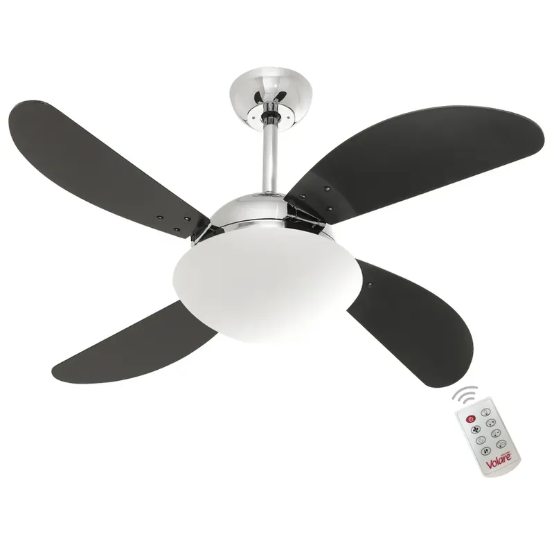 Ventilador De Teto Volare Cromado R1 Vr50 Tech Preto 127V