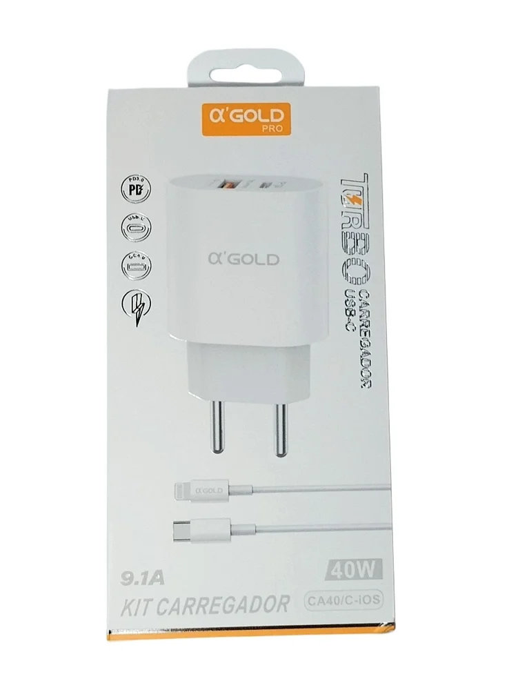 Carregador Agold Turbo 40w Usb C Pd Iphone Qc 4.0