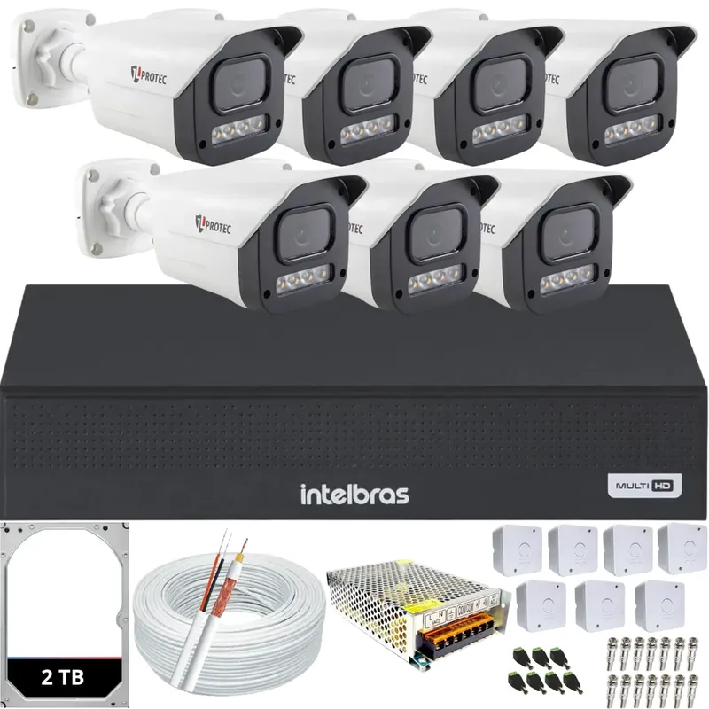 Kit 7 Câmeras Full Color C/áudio Dvr Intelbras 8 Canais 2TB
