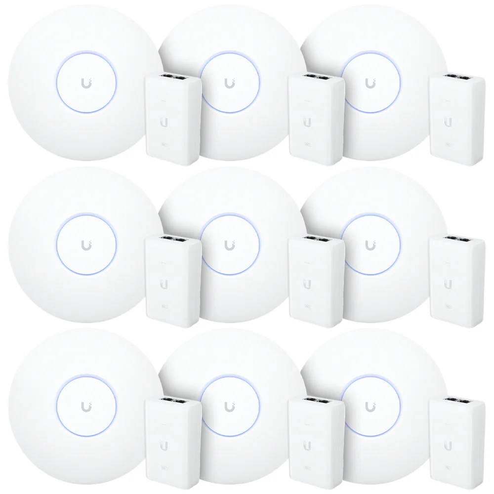 6 Roteadores Wifi 6 Access Point 5.3 Gbps + 6 Injetores Poe+ | 6 U6 Pro Ubiquiti Com 6 Fontes 48v 30w