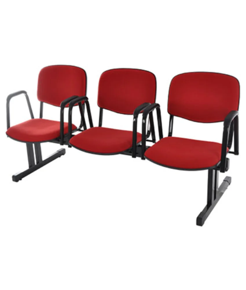 Cadeira Diretor, Design Office Móveis, Em Longarina, Com 3 Lugares, Linha Lombar - Vermelho