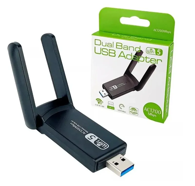 Adaptador Conversor Wi-fi 1300mbps Dual Band 5ghz / 2.4 Ghz Internet Fibra
