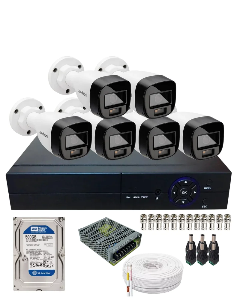 Kit Completo 6 Câmeras Intelbras 1120b Full Color Dvr 8ch Com Hd 500gb Instalado