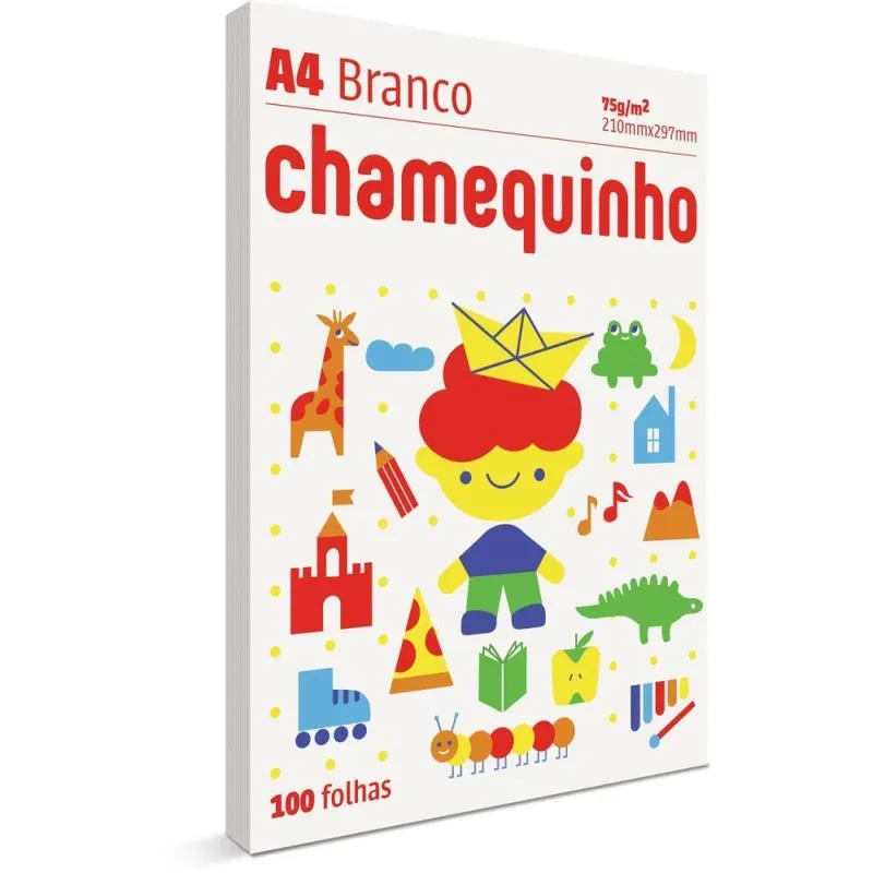 Chamequinho Papel A4, 75 G, 100 Folhas, Branco Sulfite