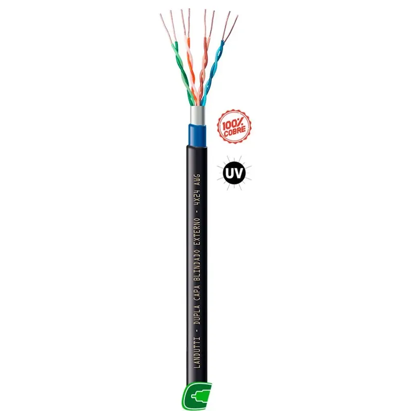 Cabo De Rede Cat5e F-utp Cmx Landutti Dupla Capa Blindado 100m Pt Condutti