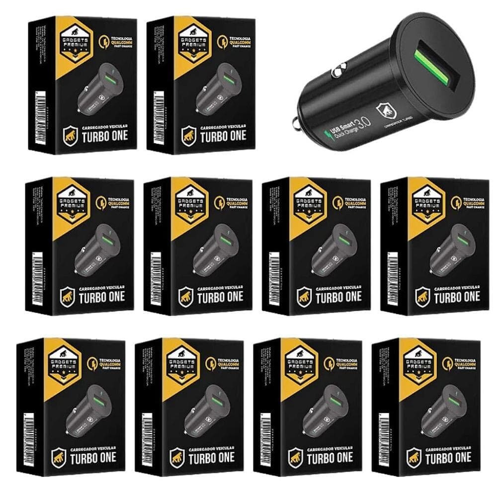 Carregador Veicular Triplo Turbo Tank No Atacado - Caixa Fechada 10 Unidades - Gshield