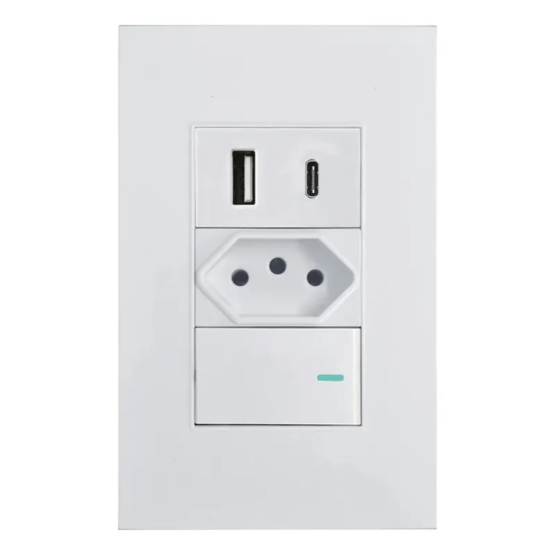 Tomada De 20 Amperes De Parede, Interruptor E Usb Com Entrada Tipo C