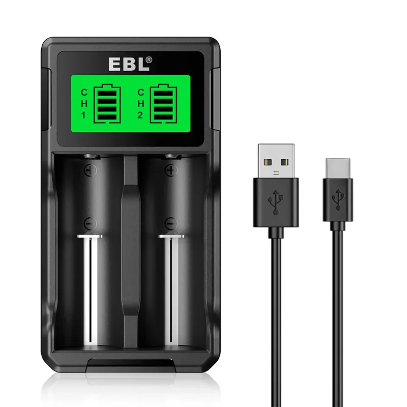 Carregador Ebl Pilha/bateria C Aa Aaa Li-ion Ni-mh Preto