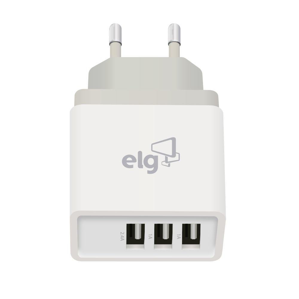 Carregador De Parede Universal, Usb-c Pd 3.0a + Usb-a Qc 3.0 18w, Carga Rápida, Branco, Wc2s-pdqc, Elg