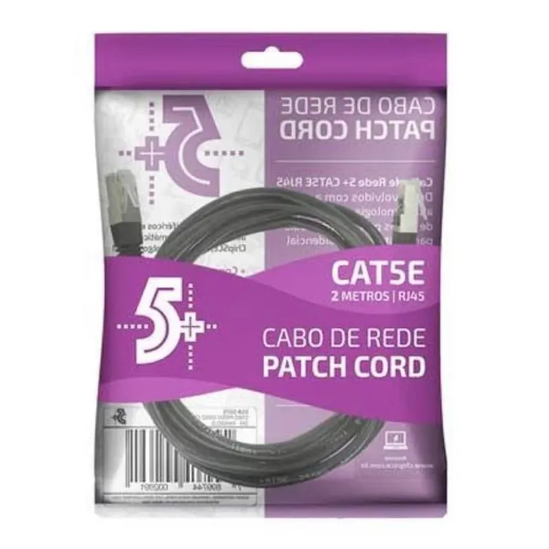 Cabo De Rede 5+ Patch Cord Cat5e Ftp Blindado Gigabit, 10m, Preto