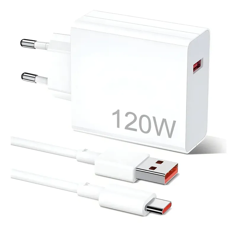 Carregador Rápido De 120w Com 6a Usb C Cabo 1m Para Mi Turbo Charge Turbo Power Cabo Usb + Cabo Tipo C
