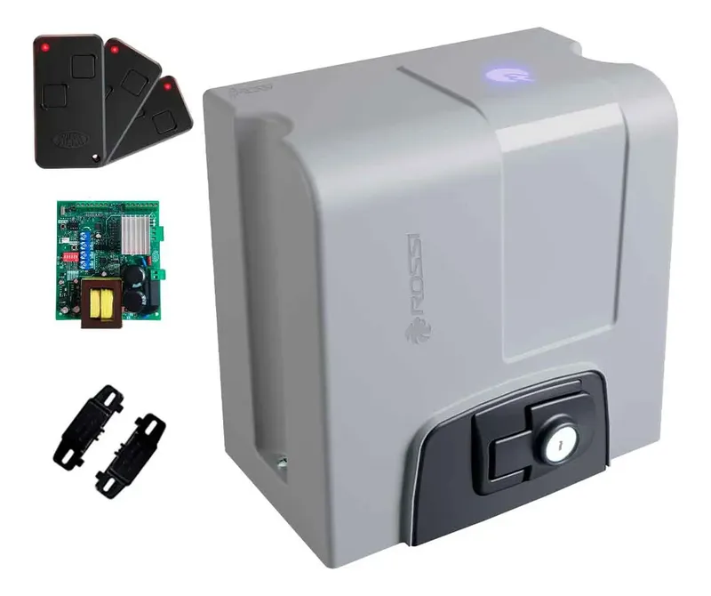 Kit Motor Rossi Dz4 Nitro Bivolt Para Portão 850kg Deslizante Automático Eletrônico Abertura Rápida 5 Controles