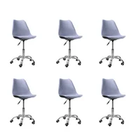 Kit 06 Oficial Webshop Cadeiras Office Base Cromada Giratória Saarinen, Cinza