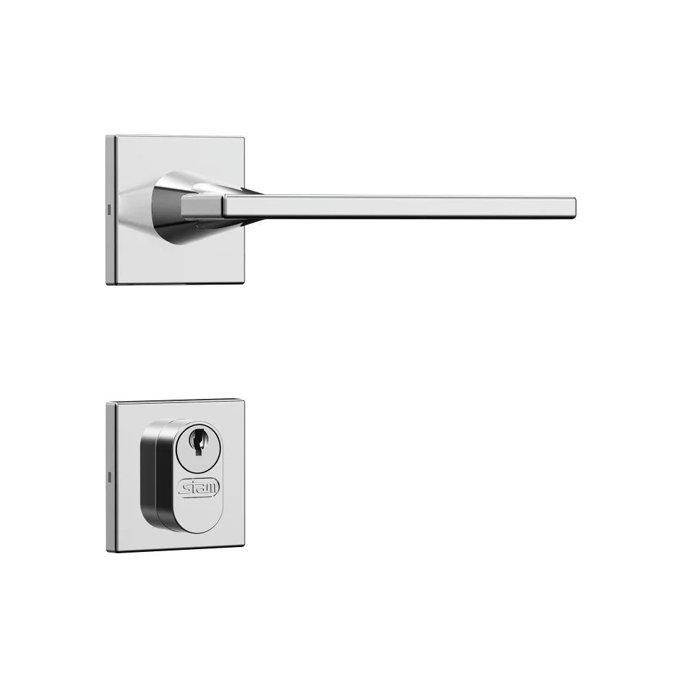 Fechadura Externa Roseta Quad. Inox Classic [ 38216 ] Stam