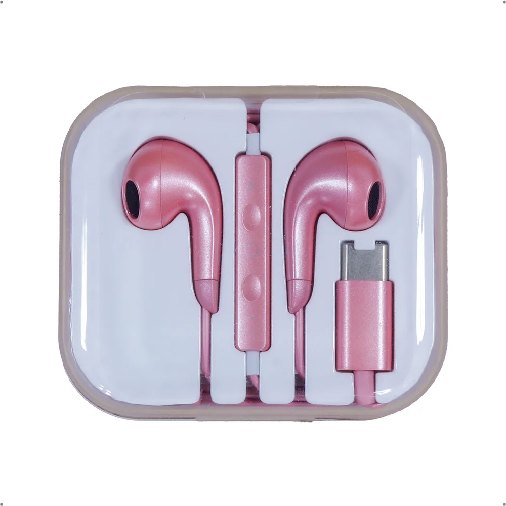 Fone De Ouvido Com Microfone Tiny Tipo C Oex Fn209 Rosa Metálico