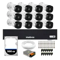 Kit 12 Câmeras Intelbras Vhl1220b Full HD 1080p, Visão Noturna 20m, Proteção Ip66 + Dvr Gravador Mhdx 1016-c 16 Canais + HD 500GB