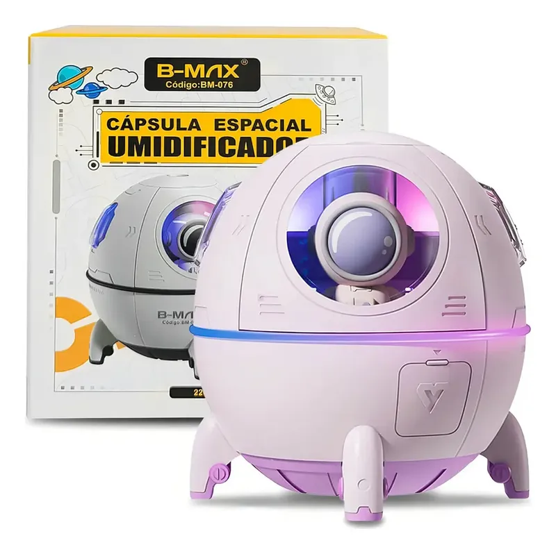 Umidificador De Ar Astronauta Nave Espacial LED 7 Cores - Lilás