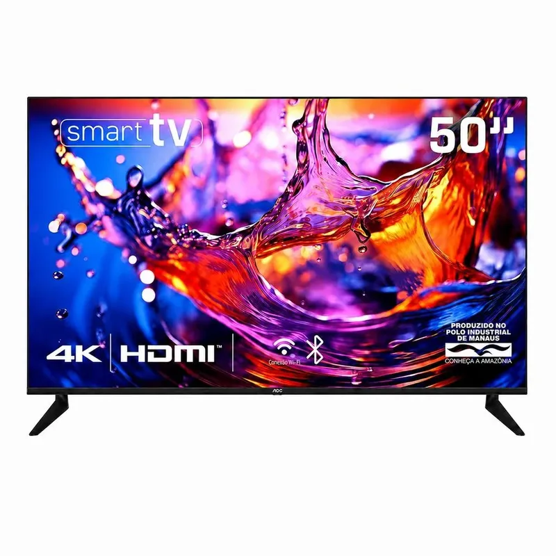 Smart TV 50 Polegadas HQ, 3 HDMI, 2 USB, tela Sem Bordas, Android 13 Design Slim - Hqs50nkhm